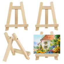4 PCS Mini Easel Stand, Small Easel Stand for Display, Table Easel, Wooden Picture Stand, Desktop Painting Artworks Exhibition, Mini Wooden Easels for