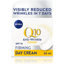 NIVEA Q10 Anti-Wrinkle Power Firming Day Cream SPF 15 (50ml), Anti-Wrinkle Face Cream with Skin Identical Q10 and Creatine, Face Cream for Wrinkles