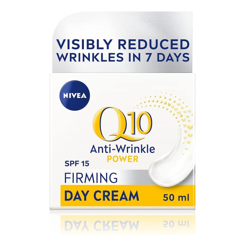 NIVEA Q10 Anti-Wrinkle Power Firming Day Cream SPF 15 (50ml), Anti-Wrinkle Face Cream with Skin Identical Q10 and Creatine, Face Cream for Wrinkles