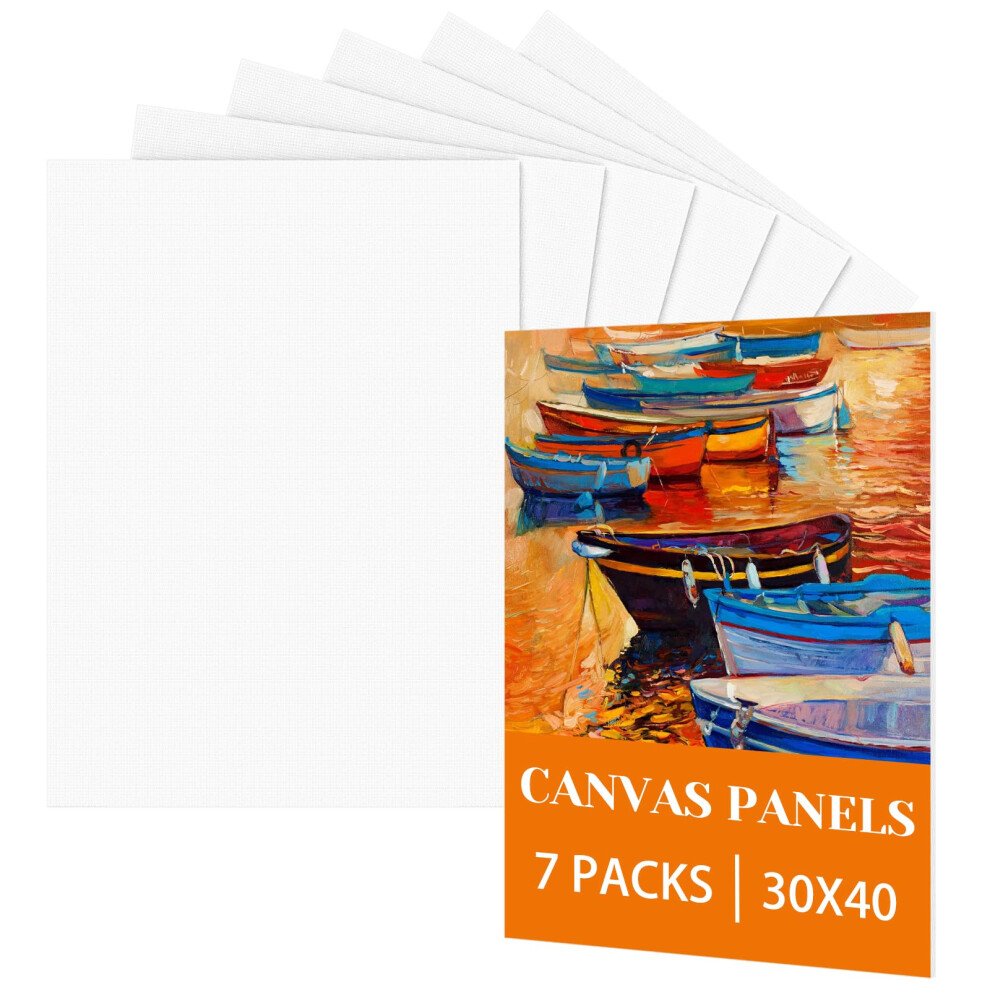 Koncci Canvas for Painting 30x40cm(12" X 16"), 7 Packs Art Canvas Pre Stretched Canvas Panels, 3mm Thickness 100% Cotton Acid-Free Canvases for