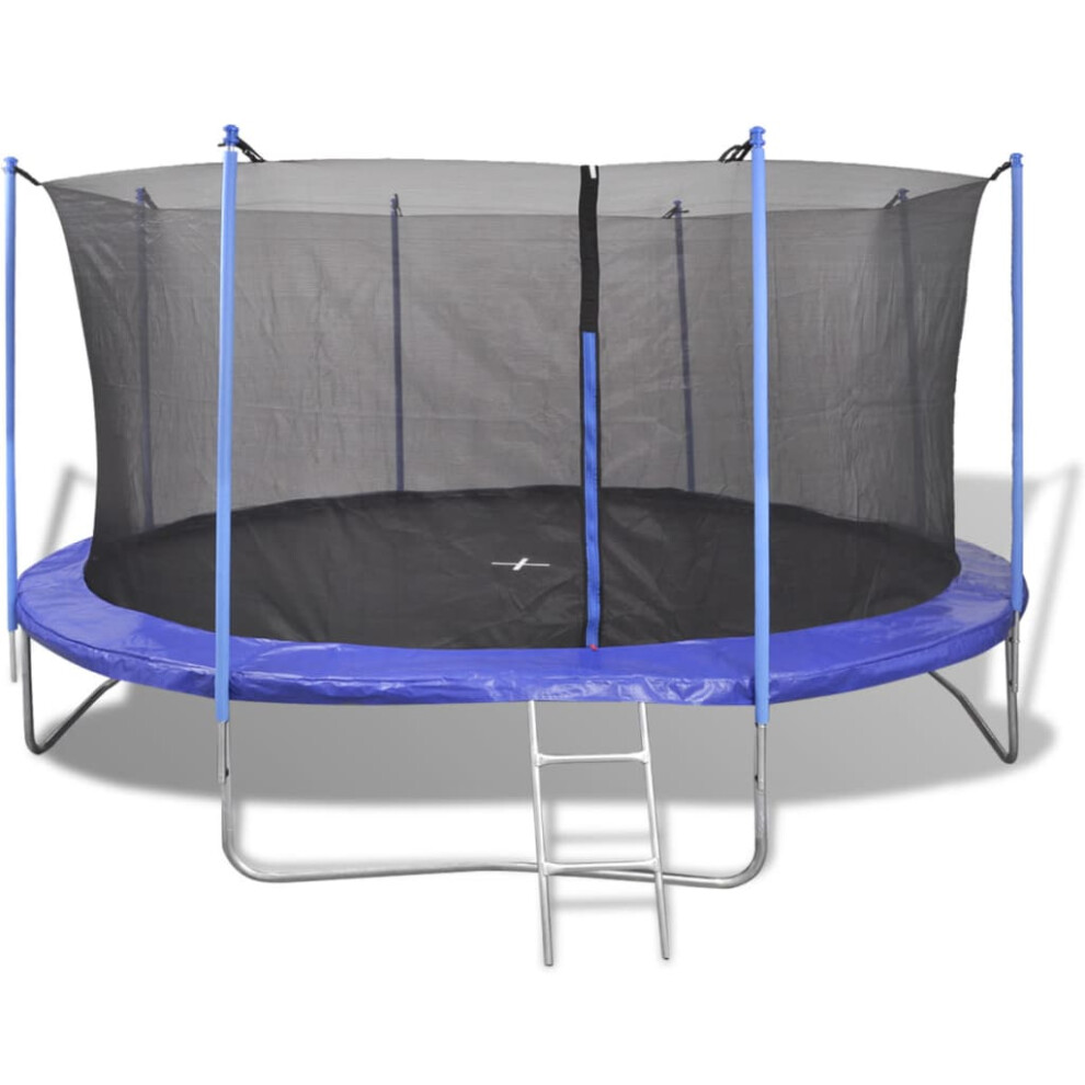 (4.26 m) vidaXL Five Piece Trampoline Set Safety Net Pad Rain Cover Ladder Multi Sizes