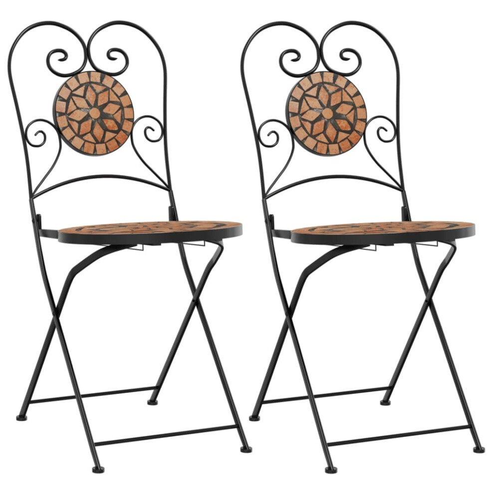 (terracotta) vidaXL Bistro Chairs Foldable Outdoor Chair Dining Pub Chair 2 pcs Ceramic