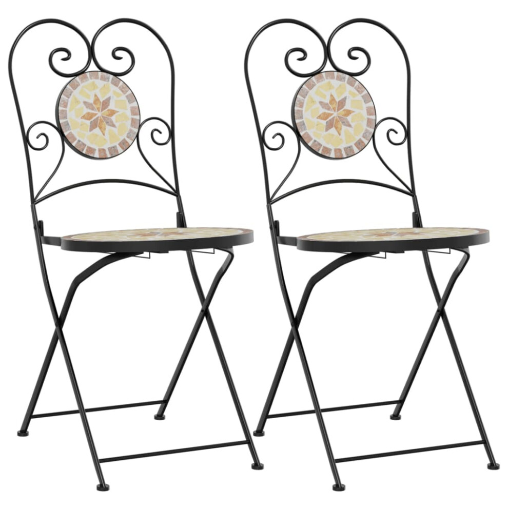 (terracotta and white) vidaXL Bistro Chairs Foldable Outdoor Chair Dining Pub Chair 2 pcs Ceramic