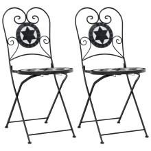 (black and white) vidaXL Bistro Chairs Foldable Outdoor Chair Dining Pub Chair 2 pcs Ceramic