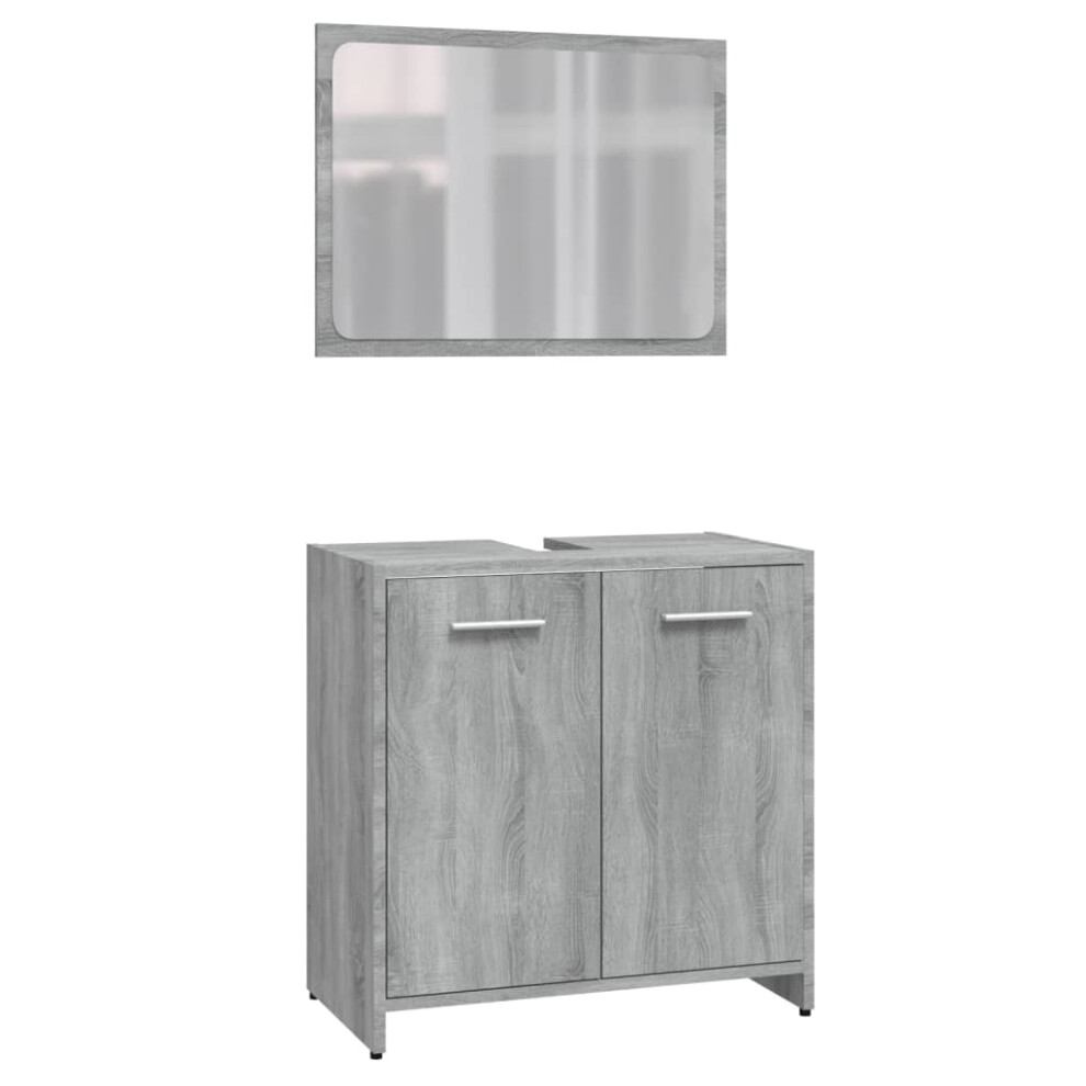 (grey sonoma) vidaXL Bathroom Furniture Set Chipboard Storage Unit Cabinet Multi Colours