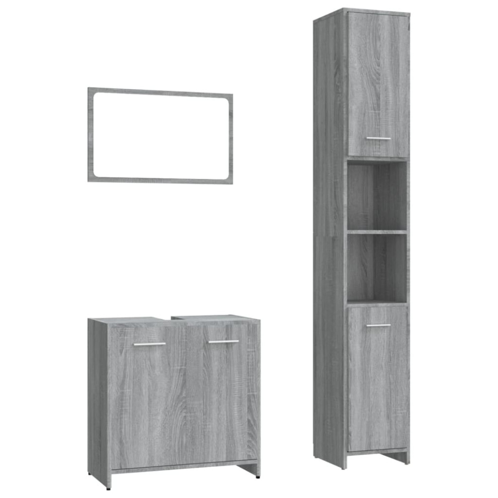Vidaxl (Grey Sonoma) Bathroom Furniture Set 3 Piece Engineered Wood Furniture Multi Colours
