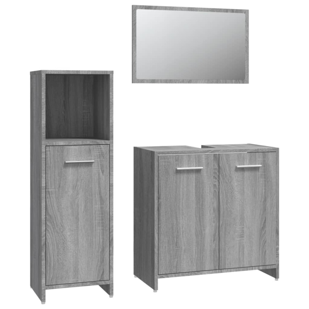 (grey sonoma) vidaXL Bathroom Furniture Set 3 Piece Engineered Wood Storage Multi Colours