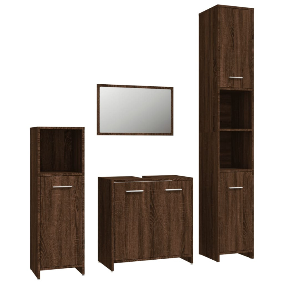 (brown oak) vidaXL Bathroom Furniture Set 4 Piece Engineered Wood Storage Multi Colours