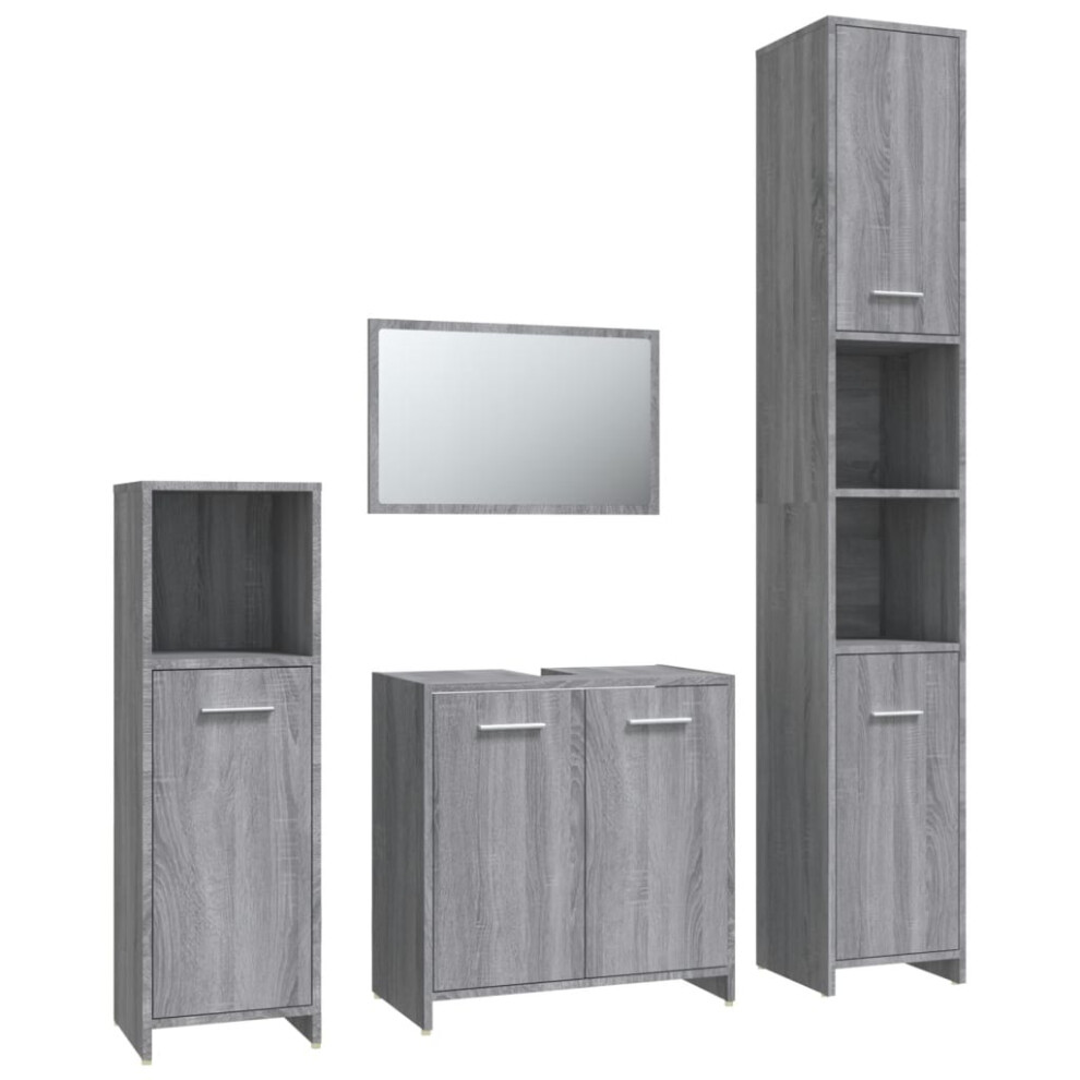 (grey sonoma) vidaXL Bathroom Furniture Set 4 Piece Engineered Wood Storage Multi Colours