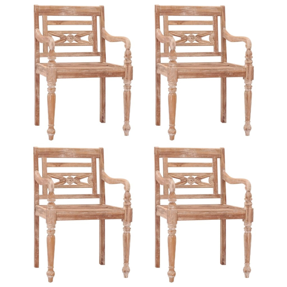 (4 pcs) vidaXL Batavia Chairs with Cushions Outdoor Chair Garden Seat Solid Teak Wood