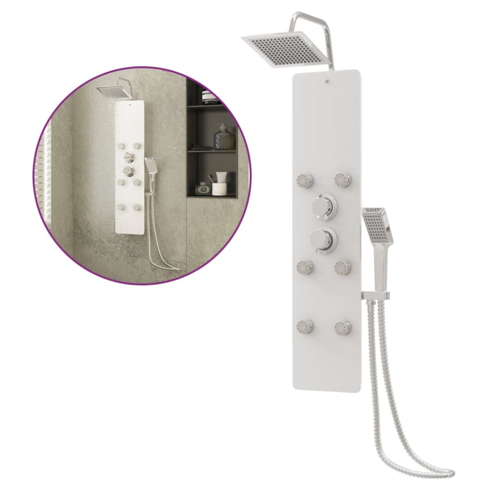 Vidaxl (White) Shower Panel Unit Glass Home Rain Mixer Shower Bath Jet Black/White