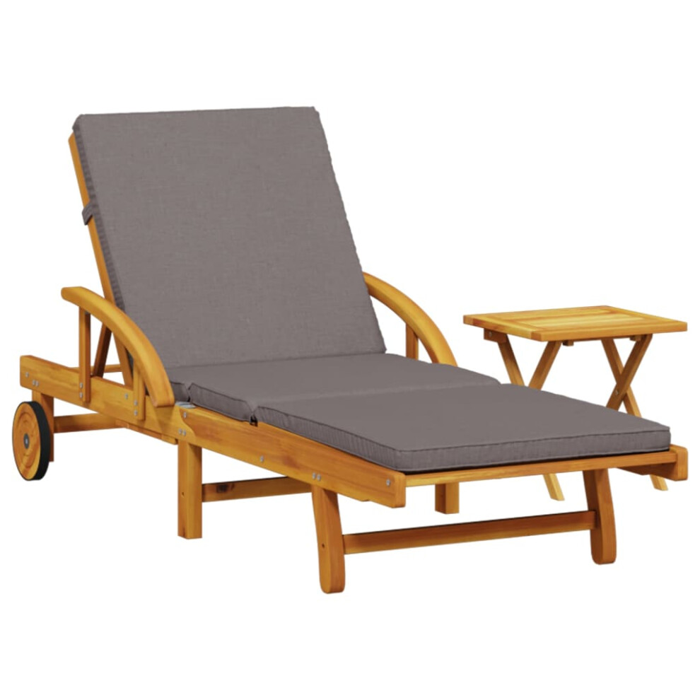 (dark grey, 1 pcs/with table) vidaXL Sun Loungers Outdoor Lounger Sun Bed Garden Day Bed Solid Wood Acacia