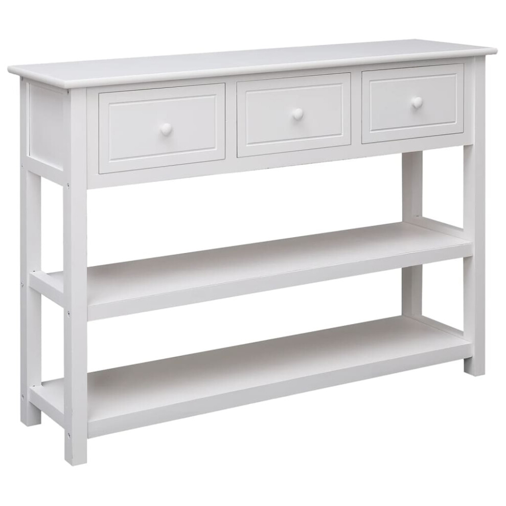 (white) vidaXL Sideboard Console Table Storage Cabinet Cupboard Solid Paulownia Wood