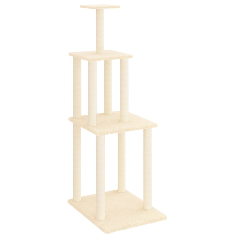 (cream) vidaXL Cat Tree with Sisal Scratching Posts Cat Scratch Tower Climber Light Grey