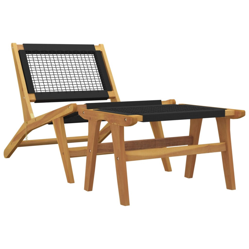 Vidaxl (Black) Garden Chair Outdoor Chair Seat Balcony Patio Chair Solid Wood Teak