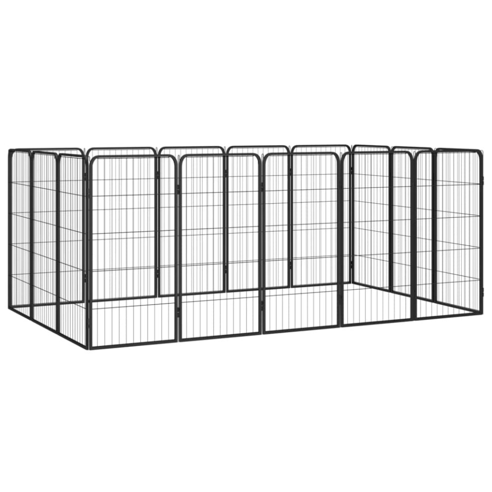 (250 x 150 x 100 cm) vidaXL Dog Playpen 4 Panels Black Powder-coated Steel Dog Kennel Multi Sizes