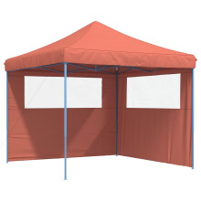 (terracotta, with 2 sidewalls) vidaXL Foldable Tent Canopy Patio Pavilion Gazebo Pop up Tent Marquee Canopy