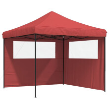 (burgundy, with 2 sidewalls) vidaXL Foldable Tent Canopy Patio Pavilion Gazebo Pop up Tent Marquee Canopy
