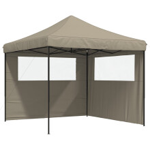 (taupe, with 2 sidewalls) vidaXL Foldable Tent Canopy Patio Pavilion Gazebo Pop up Tent Marquee Canopy