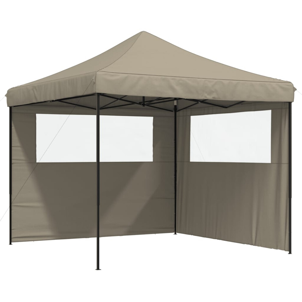 Vidaxl (Taupe, With 2 Sidewalls) Foldable Tent Canopy Patio Pavilion Gazebo Pop Up Tent Marquee Canopy