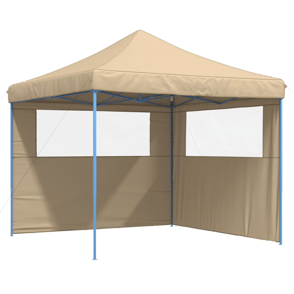 (beige, with 2 sidewalls) vidaXL Foldable Tent Canopy Patio Pavilion Gazebo Pop up Tent Marquee Canopy