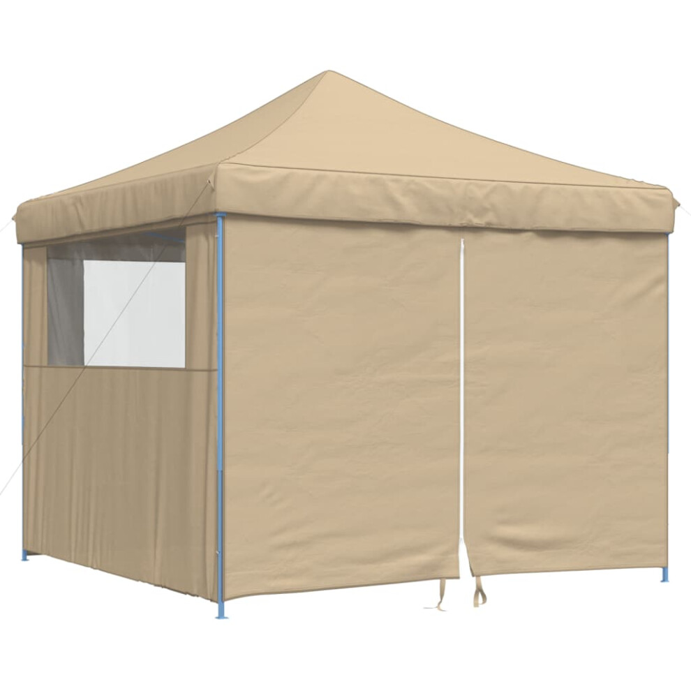 (beige, with 4 sidewalls) vidaXL Foldable Tent Canopy Patio Pavilion Gazebo Pop up Tent Marquee Canopy