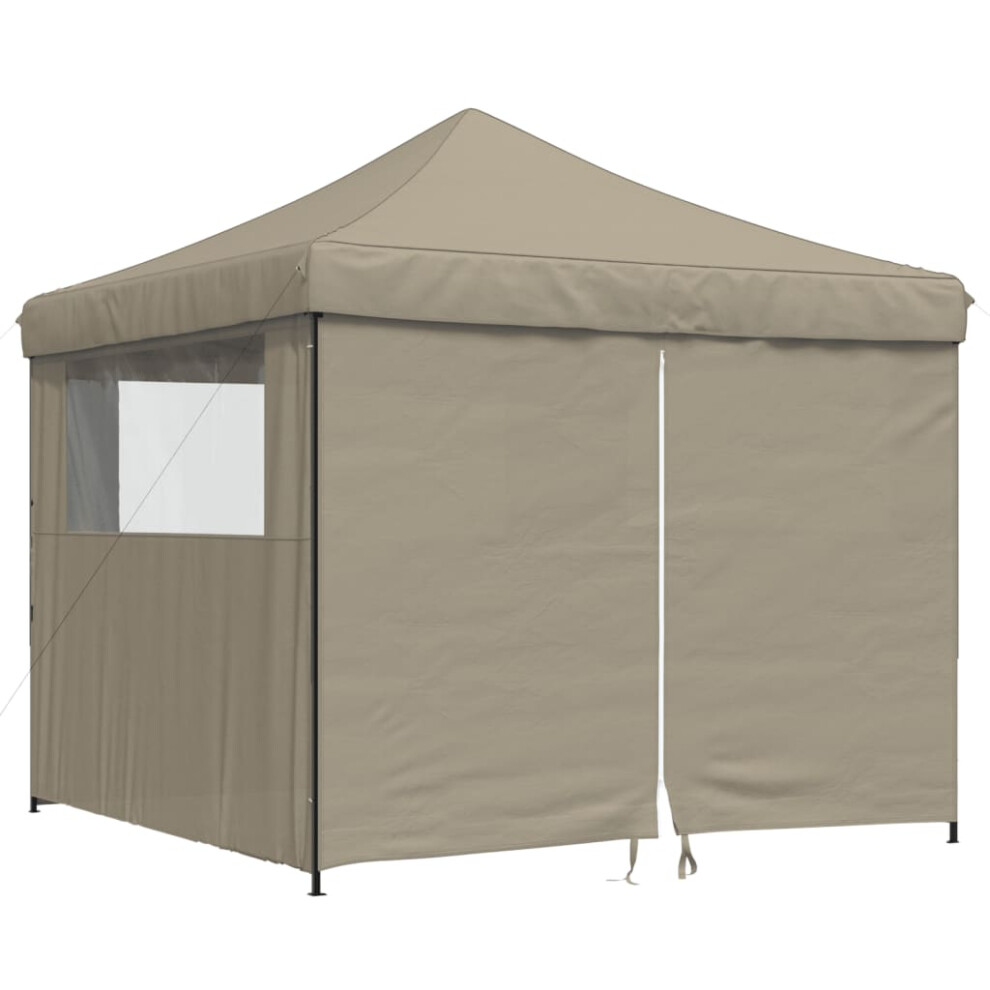 (taupe, with 4 sidewalls) vidaXL Foldable Tent Canopy Patio Pavilion Gazebo Pop up Tent Marquee Canopy