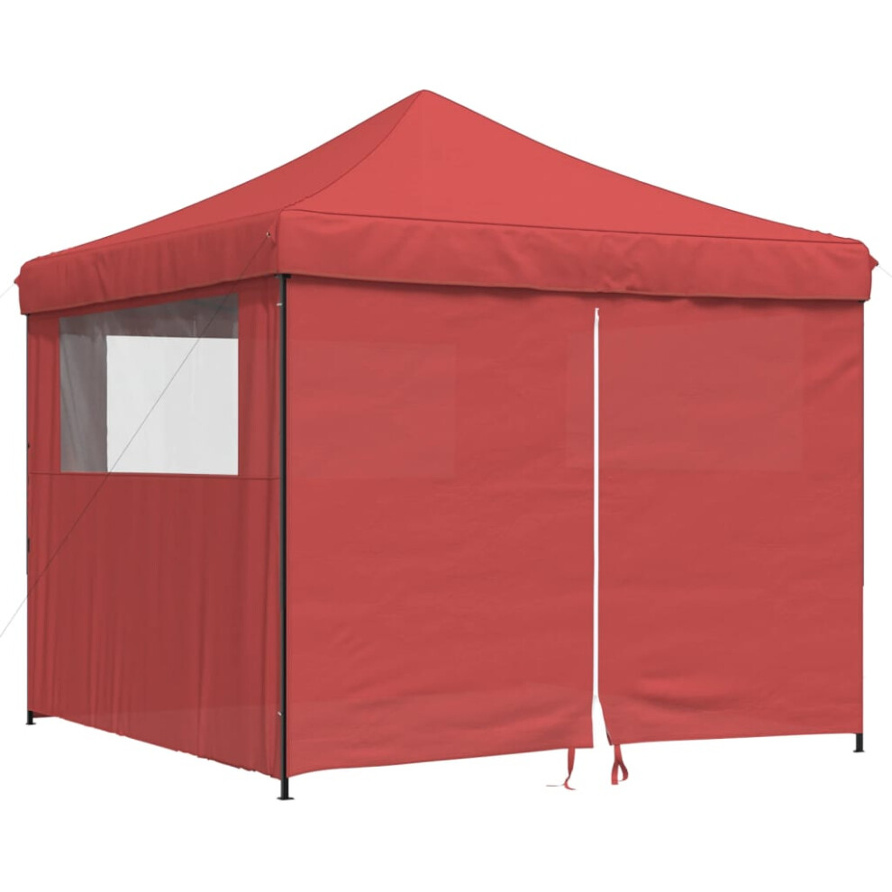 (burgundy, with 4 sidewalls) vidaXL Foldable Tent Canopy Patio Pavilion Gazebo Pop up Tent Marquee Canopy