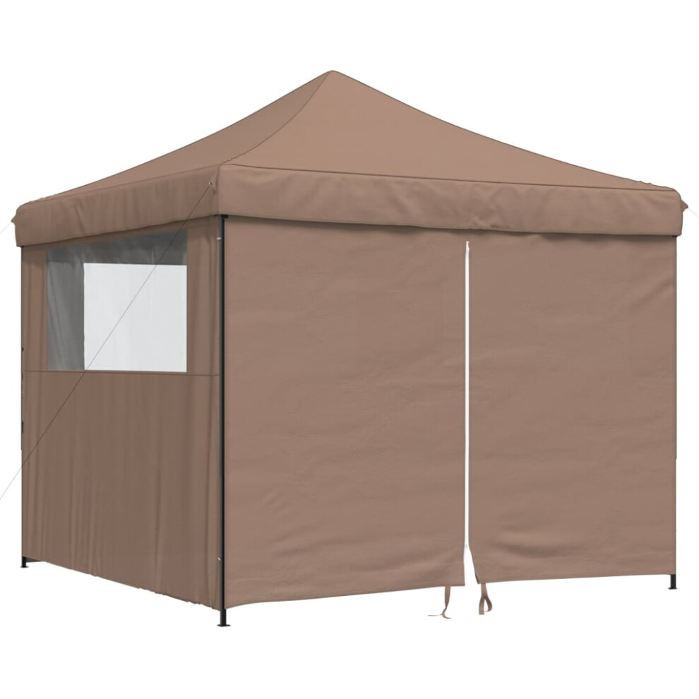 (brown, With 4 sidewalls) vidaXL Foldable Tent Canopy Patio Pavilion Gazebo Pop Up Tent Marquee Canopy