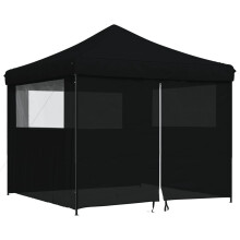 (black, with 4 sidewalls) vidaXL Foldable Tent Canopy Patio Pavilion Gazebo Pop up Tent Marquee Canopy