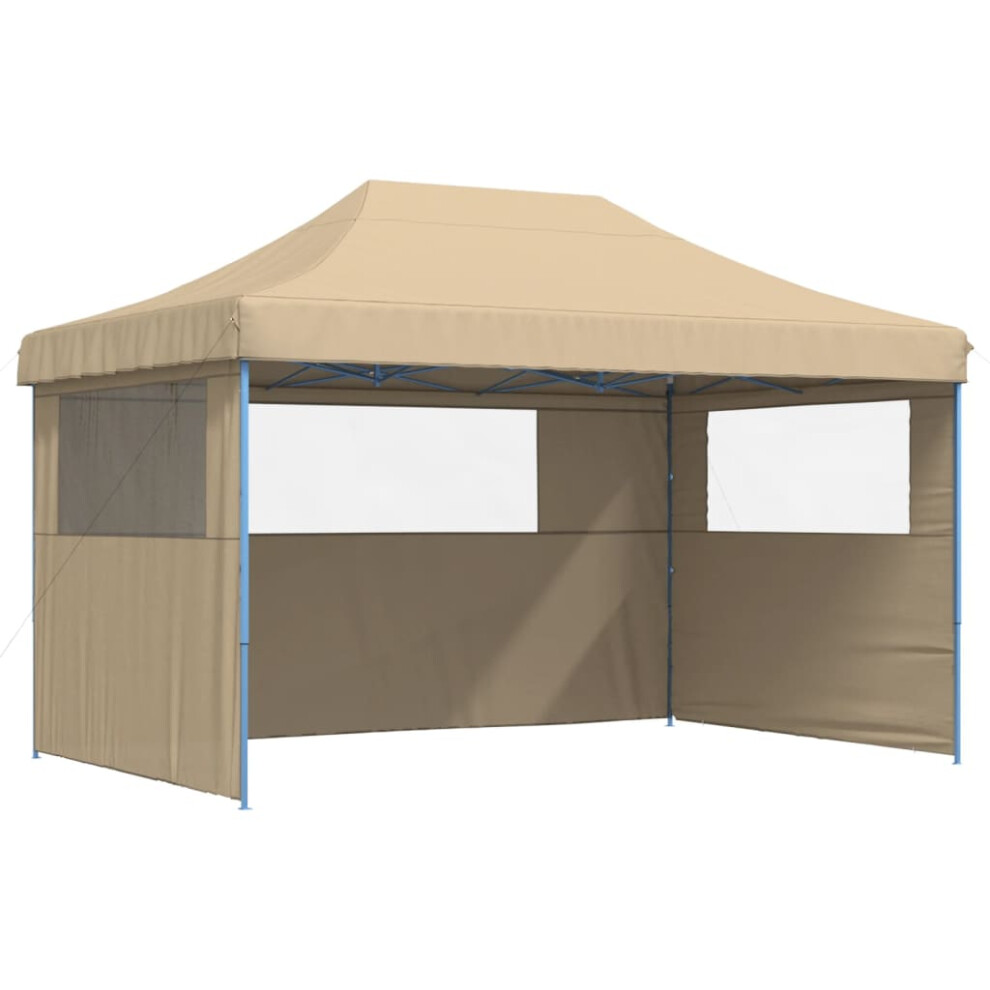 (beige, with 3 sidewalls) vidaXL Foldable Tent Pop-up Outdoor Party Gazebo Canopy Shelter Multi Colours