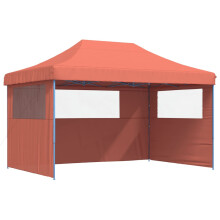 (terracotta, with 3 sidewalls) vidaXL Foldable Tent Pop-up Outdoor Party Tent Garden Gazebo Canopy Shelter