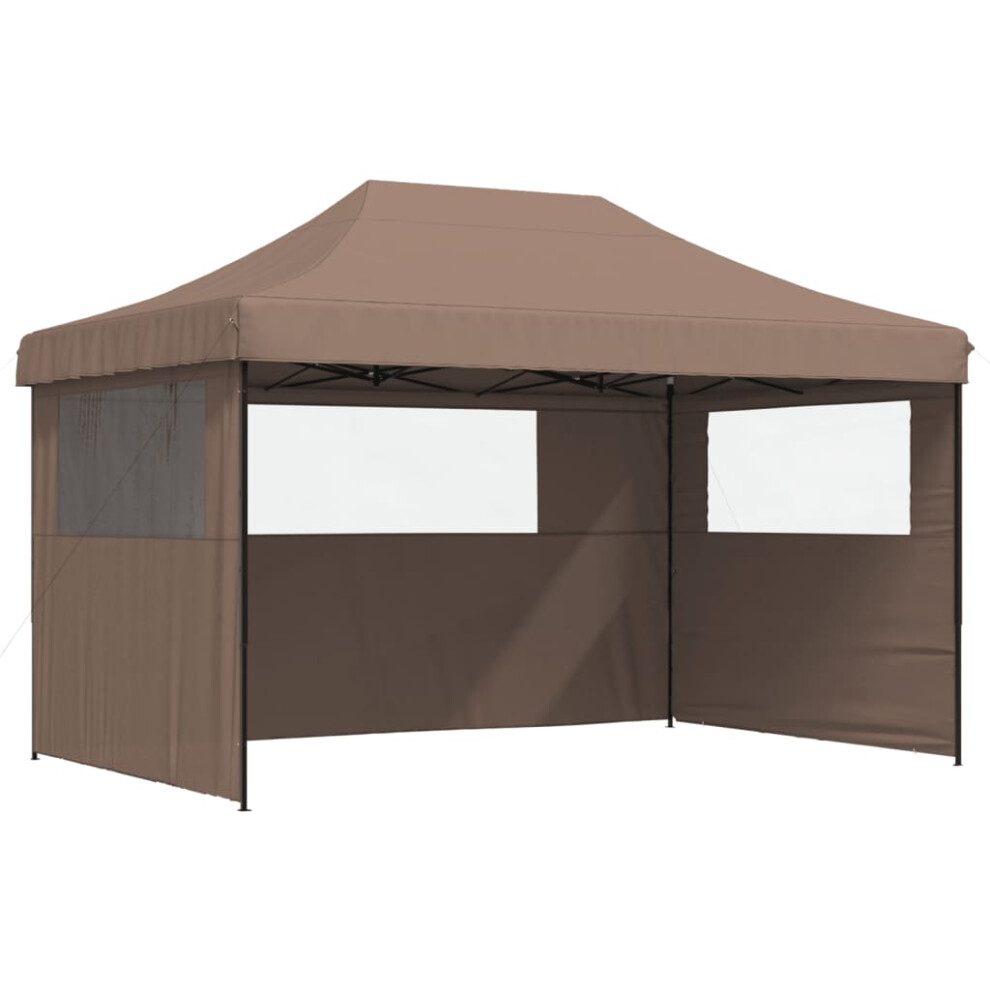 (brown, with 3 sidewalls) vidaXL Foldable Tent Pop-up Outdoor Party Gazebo Canopy Shelter Multi Colours