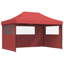 (burgundy, with 3 sidewalls) vidaXL Foldable Tent Pop-up Outdoor Party Tent Garden Gazebo Canopy Shelter