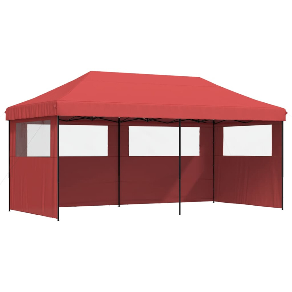 (burgundy, with 3 sidewalls) vidaXL Foldable Tent Pop-Up with 4 Side Walls Outdoor Pavilion Multi Colours