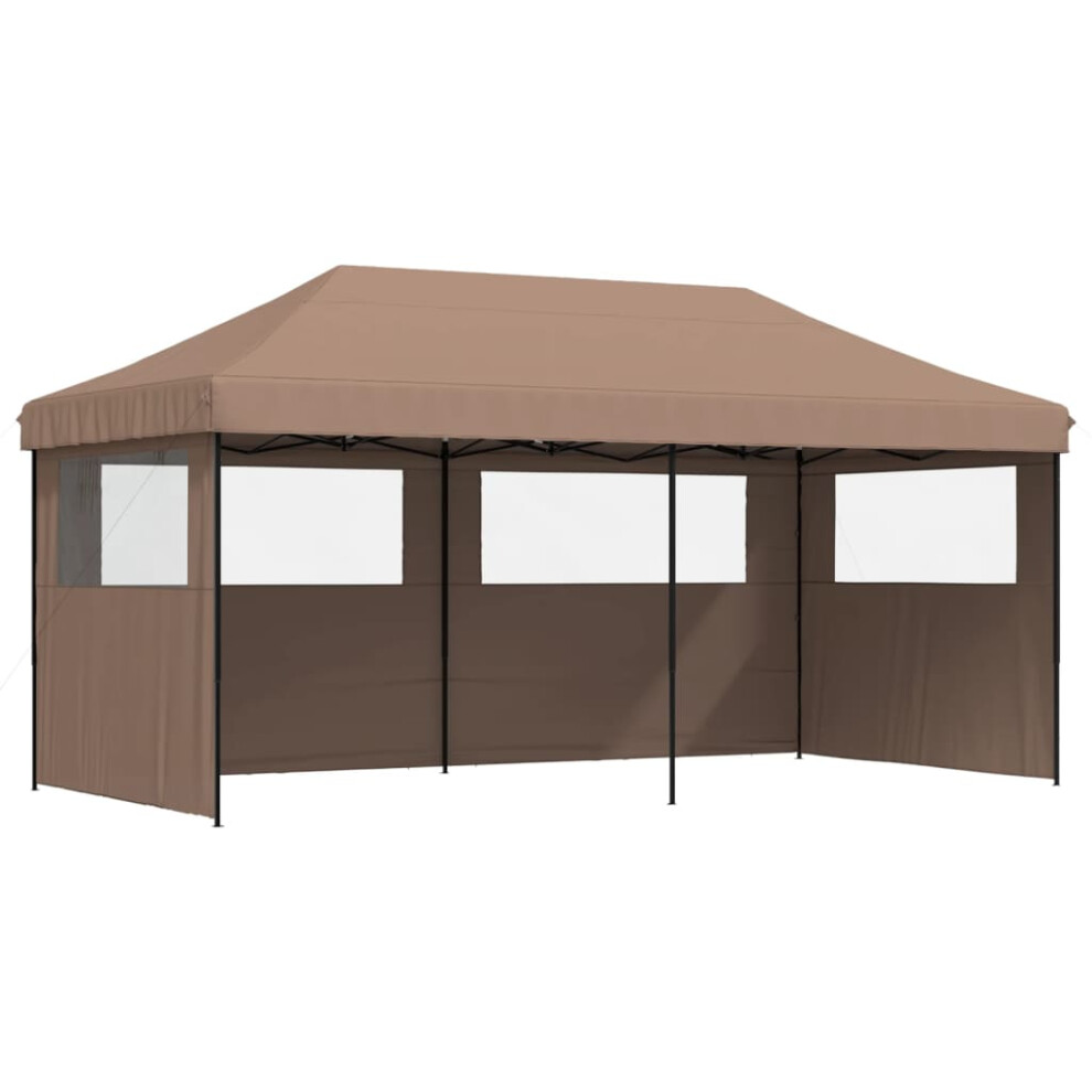 (brown, with 3 sidewalls) vidaXL Foldable Tent Pop-Up with 4 Side Walls Outdoor Pavilion Multi Colours