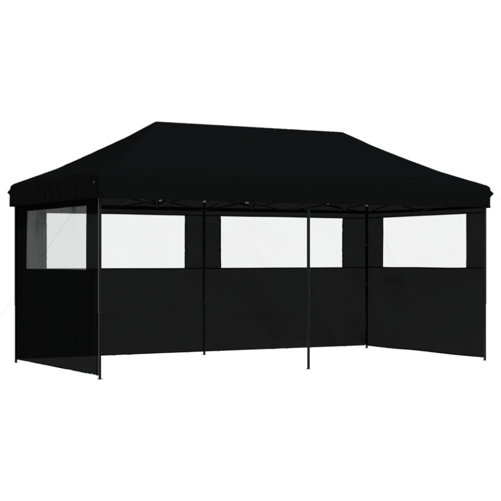 (black, with 3 sidewalls) vidaXL Foldable Tent Pop-Up with 4 Side Walls Outdoor Pavilion Multi Colours