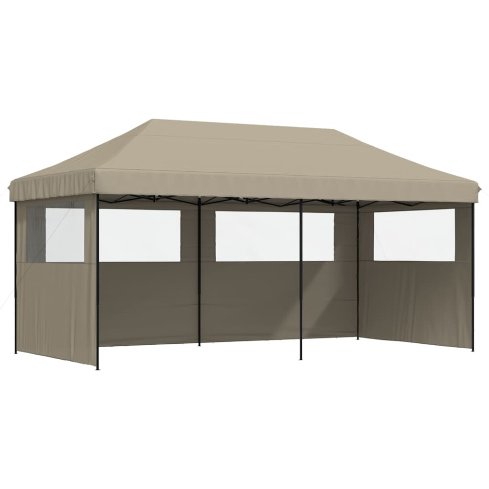 (taupe, with 3 sidewalls) vidaXL Foldable Tent Pop-Up with 4 Side Walls Outdoor Pavilion Multi Colours