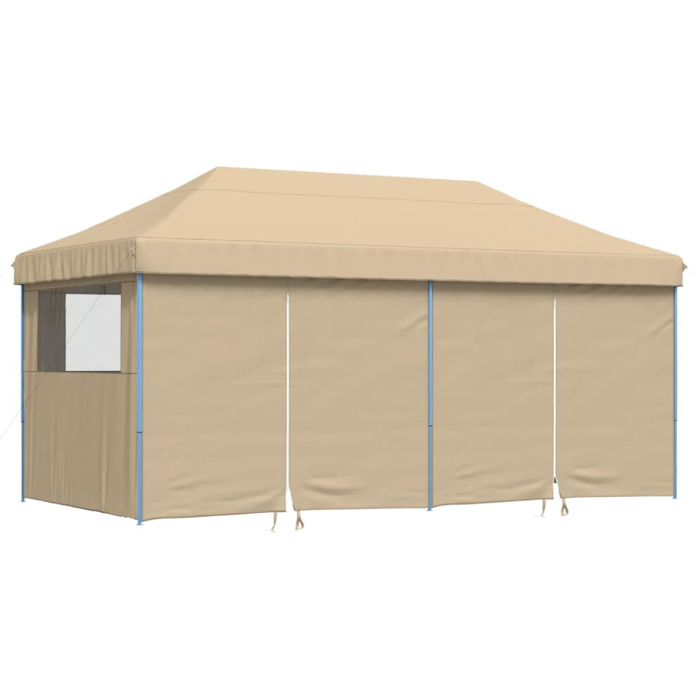 (beige, with 4 sidewalls) vidaXL Foldable Tent Pop-Up with 4 Side Walls Outdoor Pavilion Multi Colours