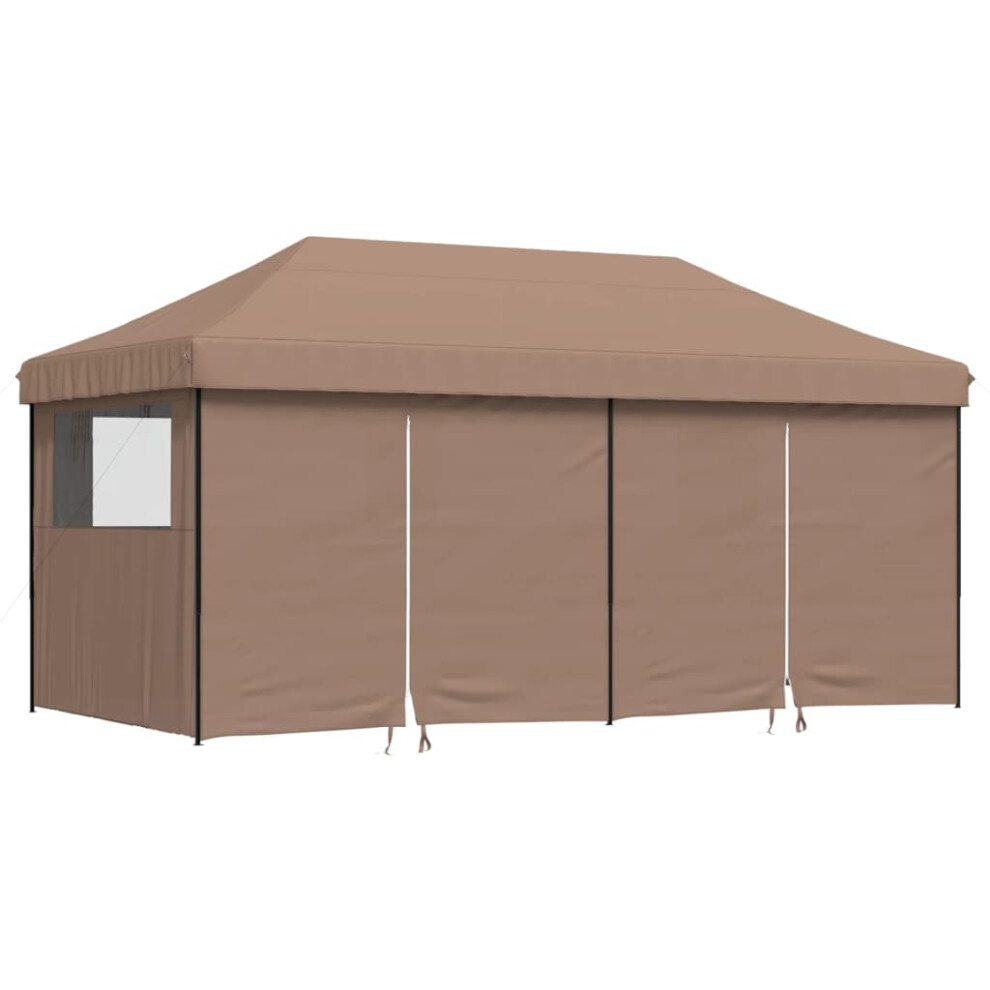 (brown, with 4 sidewalls) vidaXL Foldable Tent Pop-Up with 4 Side Walls Outdoor Pavilion Multi Colours