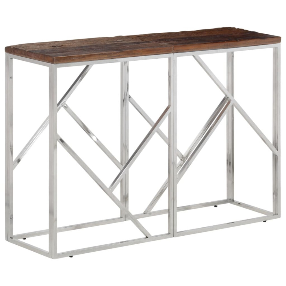 (silver and brown, solid sleeper wood) vidaXL Console Table Hallway Accent End Coffee Table Centre Tea Side Table