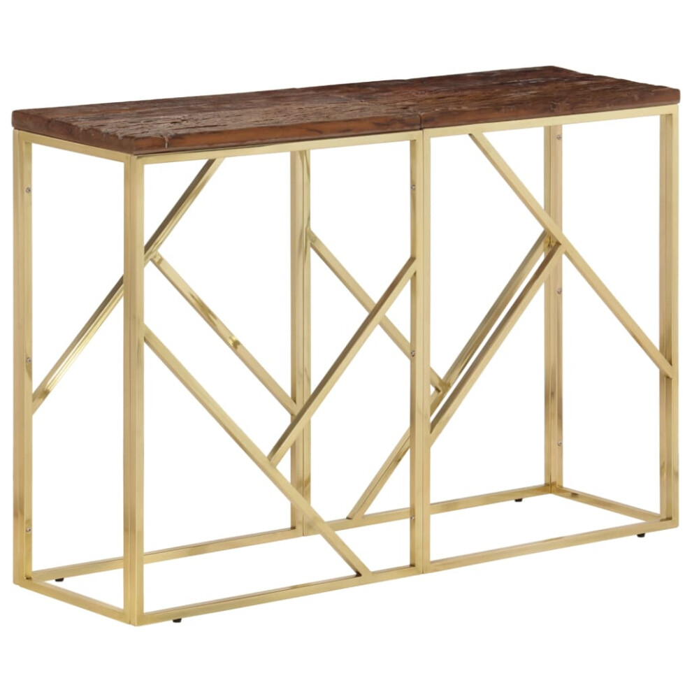 (gold and brown, solid sleeper wood) vidaXL Console Table Hallway Accent End Coffee Table Centre Tea Side Table