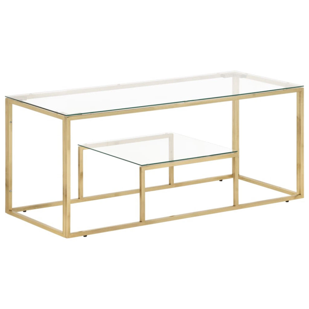 (gold, glass) vidaXL Coffee Table End Table Silver Stainless Steel and Solid Wood Sleeper