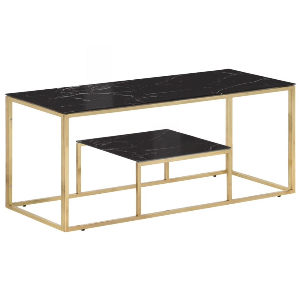 (gold and black, glass) vidaXL Coffee Table End Table Silver Stainless Steel and Solid Wood Sleeper