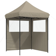 vidaXL Partyzelt Faltbar Pop-Up mit 2 Seitenteilen Taupe