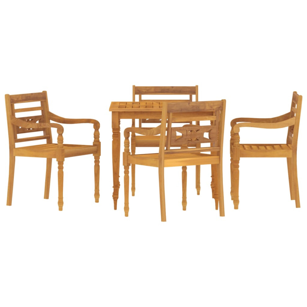 (5 piece) vidaXL Garden Dining Set Outdoor Table and Chairs 5 Piece Solid Wood Teak