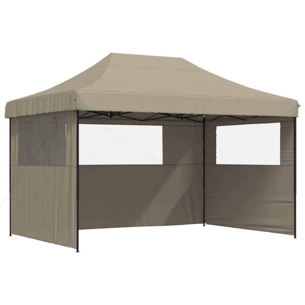 (taupe, with 3 sidewalls) vidaXL Foldable Party Tent Pop-Up with 4 Sidewalls Patio Gazebo Canopy Shelter