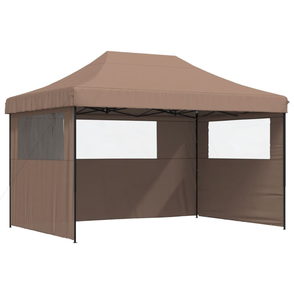 (brown, with 3 sidewalls) vidaXL Foldable Party Tent Pop-Up with 4 Sidewalls Patio Gazebo Canopy Shelter