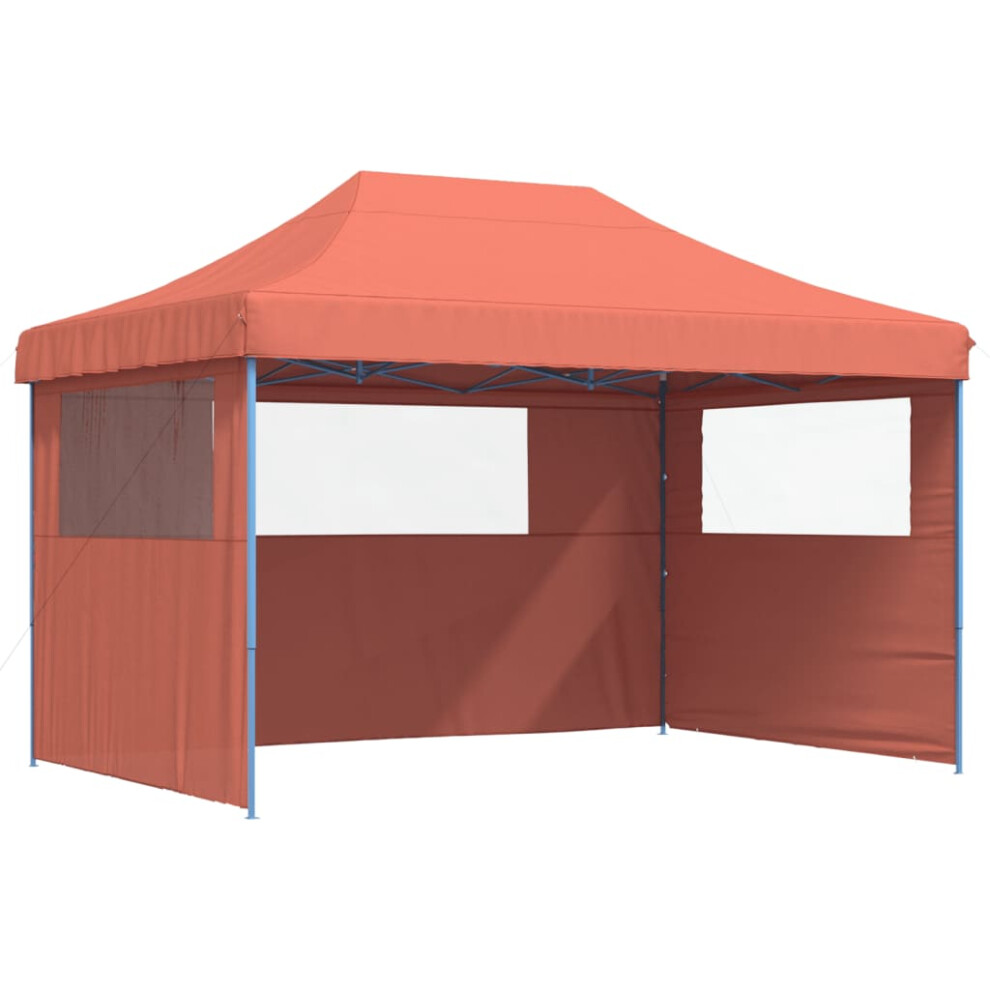 (terracotta, with 3 sidewalls) vidaXL Foldable Party Tent Pop-Up with 4 Sidewalls Patio Gazebo Canopy Shelter