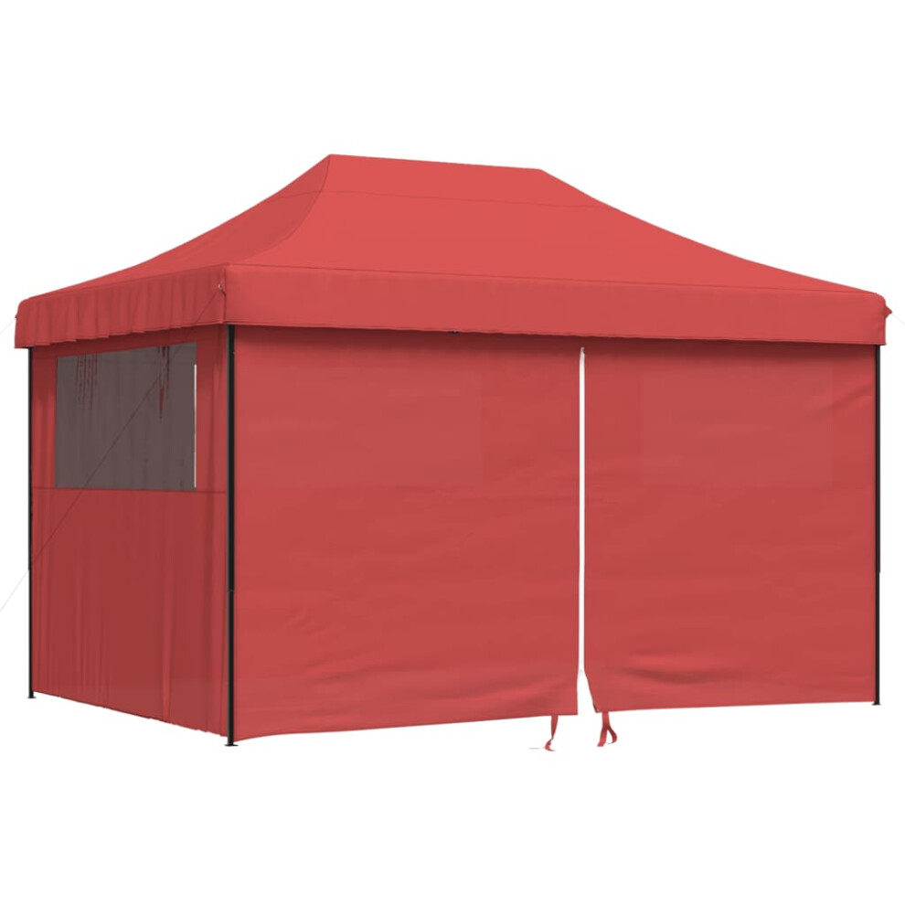 (burgundy, with 4 sidewalls) vidaXL Foldable Party Tent Pop-Up with 4 Sidewalls Patio Gazebo Canopy Shelter